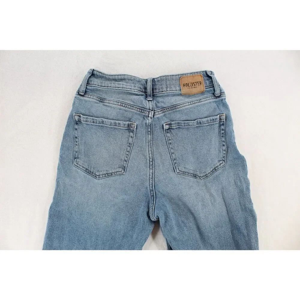 Hollister Women’s 5R Ultra High Rise Dad Jeans 27x31 Light Wash Cargo Utility - Picture 6 of 11